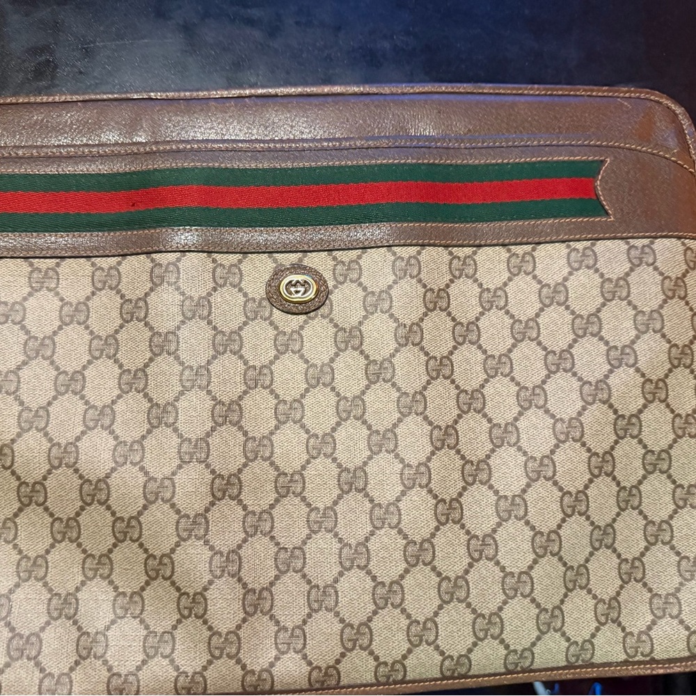 Gucci Beige and Brown Messenger brief case Bag